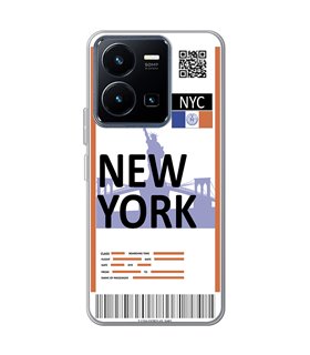 Funda para [ Vivo Y22s ] Billete de Avión [ New York ] de Silicona Flexible para Smartphone