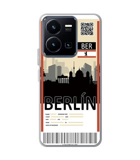 Funda para [ Vivo Y22s ] Billete de Avión [ Berlín ] de Silicona Flexible para Smartphone