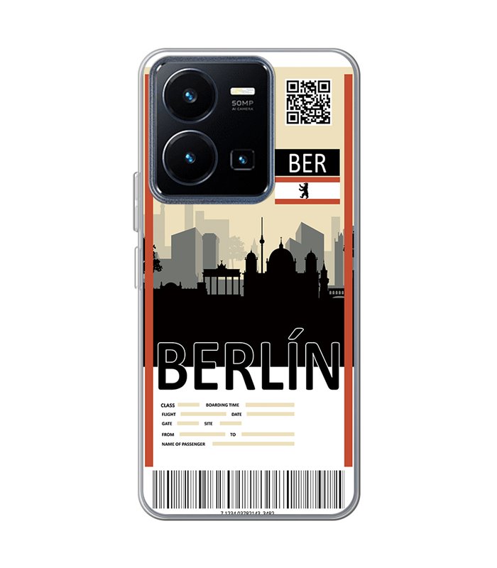 Funda para [ Vivo Y22s ] Billete de Avión [ Berlín ] de Silicona Flexible para Smartphone