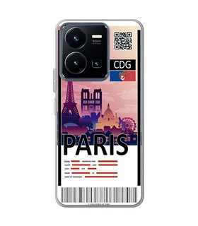 Funda para [ Vivo Y22s ] Billete de Avión [ París ] de Silicona Flexible para Smartphone