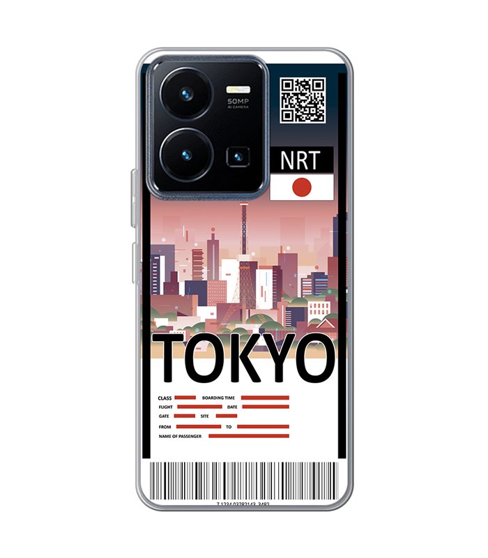 Funda para [ Vivo Y22s ] Billete de Avión [ Tokio ] de Silicona Flexible para Smartphone