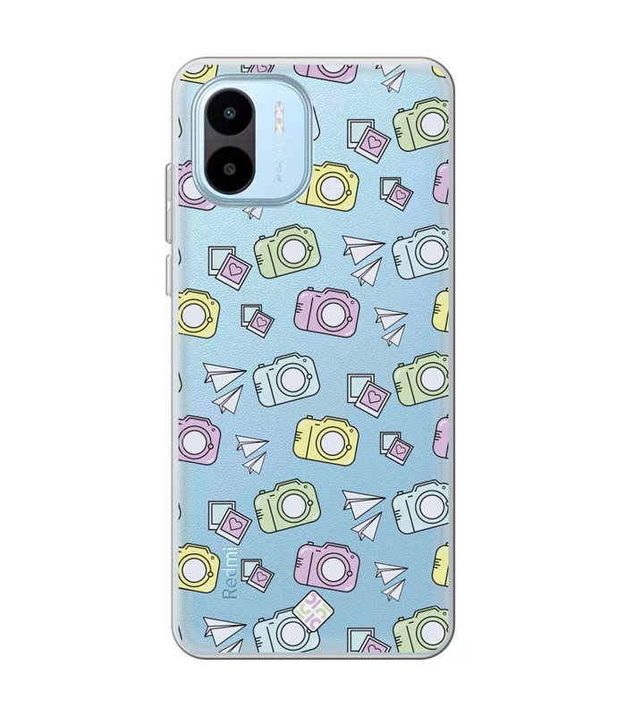 Funda para [ Xiaomi Redmi A1 ] Dibujo Auténtico [ Iconos Cámara de fotos ] de Silicona Flexible para Smartphone