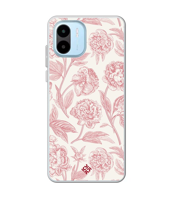 Funda para [ Xiaomi Redmi A1 ] Dibujo Botánico [ Flores Rosa Pastel ] de Silicona Flexible para Smartphone