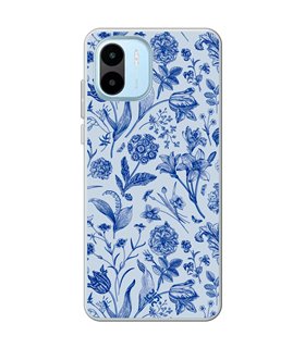 Funda para [ Xiaomi Redmi A1 ] Dibujo Botánico [ Flores Silvestres Patron Azul ] de Silicona Flexible
