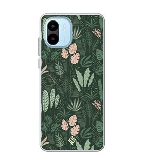 Funda para [ Xiaomi Redmi A1 ] Dibujo Botánico [ Patron Flora Vegetal Verde y Rosa ] de Silicona Flexible