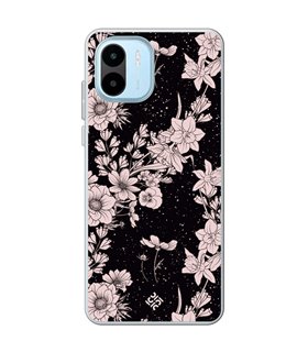 Funda para [ Xiaomi Redmi A1 ] Dibujo Botánico [ Flores de amapola daffodil, anémona, violeta en fondo estrellado ] 