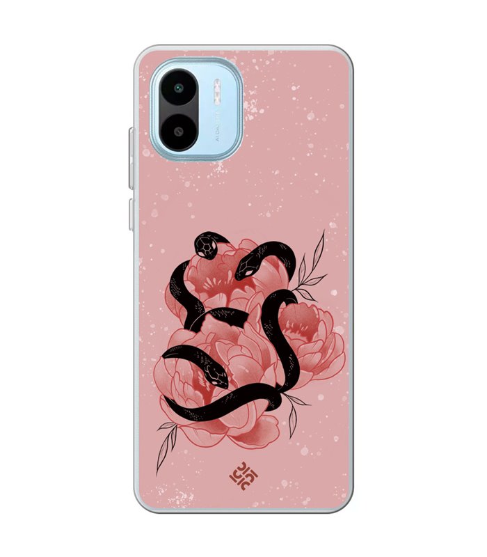 Funda para [ Xiaomi Redmi A1 ] Dibujo Esotérico [ Tentación Floral - Rosas con Serpientes ] de Silicona Flexible
