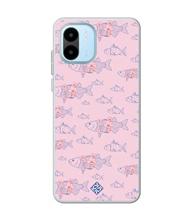 Funda para [ Xiaomi Redmi A1 ] Dibujo Japones [ Sakura y Pescado Rosa Pastel ] de Silicona