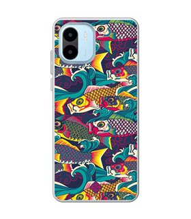 Funda para [ Xiaomi Redmi A1 ] Dibujo Auténtico [ Serpentina de Carpas Koinobori, Mangas de Viento ] de Silicona