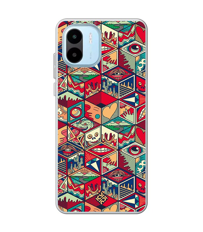 Funda para [ Xiaomi Redmi A1 ] Dibujo Auténtico [ Diseño Doodle Arte con Elementos Ornamentales ] de Silicona