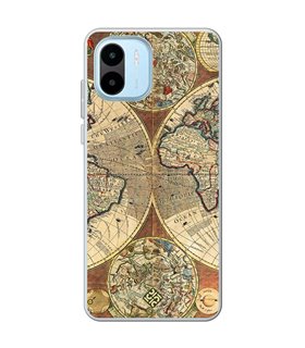 Funda para [ Xiaomi Redmi A1 ] Dibujo Auténtico [ Antiguo Mapa Mundi ] de Silicona Flexible