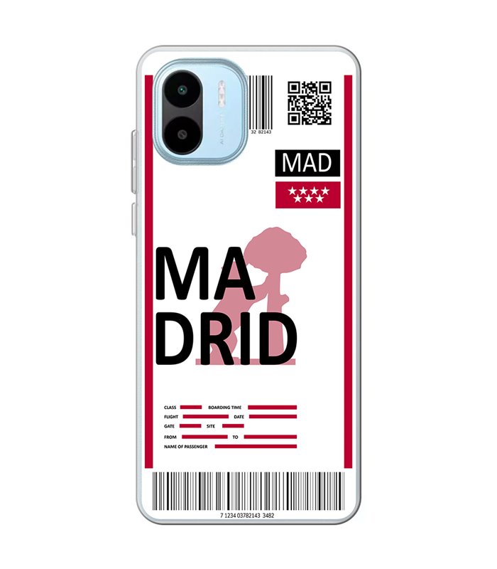 Funda para [ Xiaomi Redmi A1 ] Billete de Avión [ Madrid ] de Silicona Flexible para Smartphone 