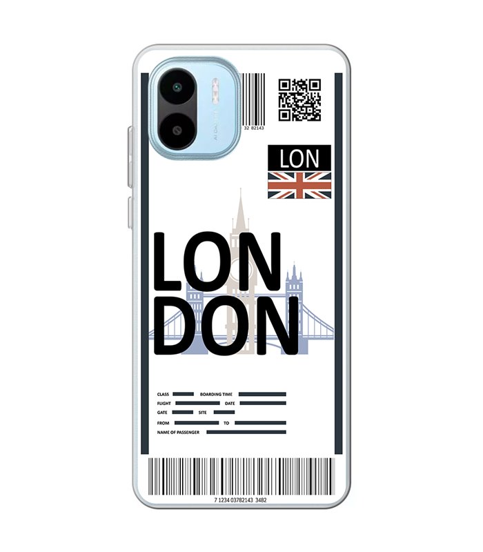 Funda para [ Xiaomi Redmi A1 ] Billete de Avión [ London ] de Silicona Flexible para Smartphone 