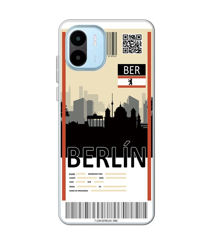 Funda para [ Xiaomi Redmi A1 ] Billete de Avión [ Berlín ] de Silicona Flexible para Smartphone 