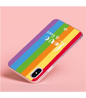Funda para [ TCL 305i ] Dibujo Auténtico [ Love is Love - Arcoiris ] de Silicona Flexible para Smartphone