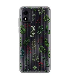 Funda para [ TCL 305i ] Dibujo Botánico [ Hojas Ramas Verdes - Follaje Botánico ] de Silicona Flexible para Smartphone