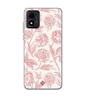 Funda para [ TCL 305i ] Dibujo Botánico [ Flores Rosa Pastel ] de Silicona Flexible para Smartphone