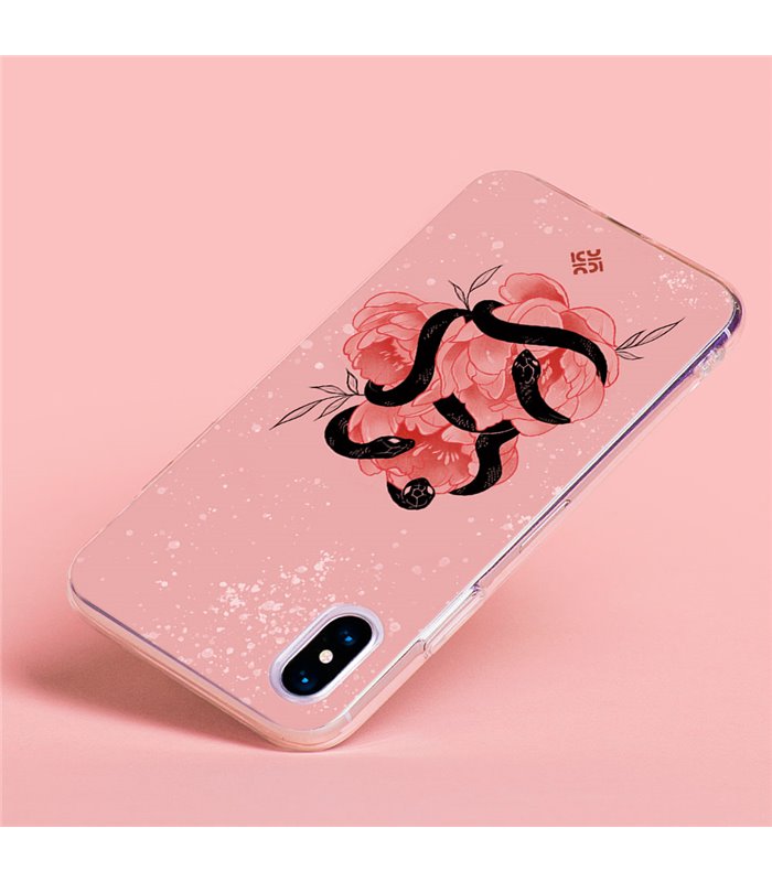 Funda para [ TCL 305i ] Dibujo Esotérico [ Tentación Floral - Rosas con Serpientes ] de Silicona Flexible para Smartphone