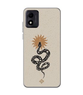 Funda para [ TCL 305i ] Dibujo Esotérico [ Serpiente Esotérica y Signo Solar ] de Silicona Flexible para Smartphone