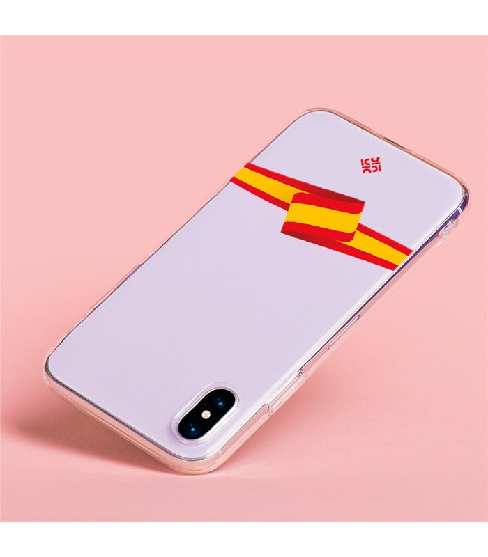 Funda para [ TCL 305i ] Dibujo Auténtico [ Bandera España ] de Silicona Flexible para Smartphone