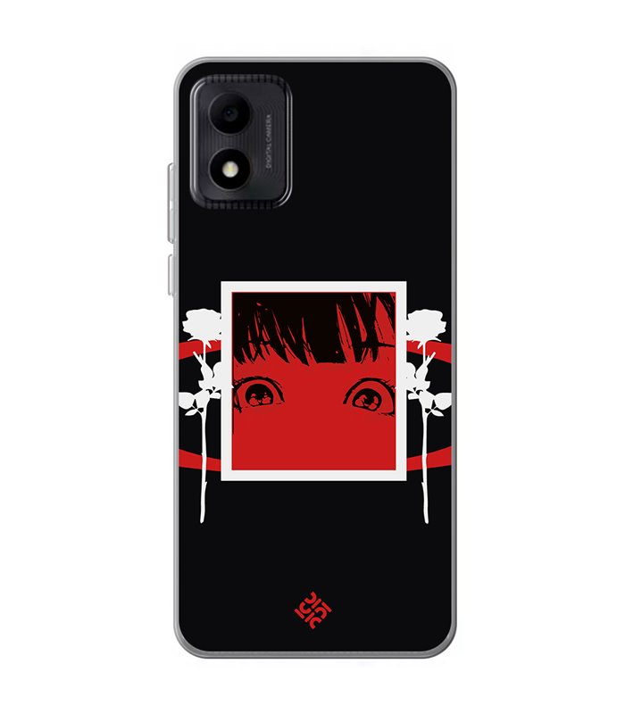 Funda para [ TCL 305i ] Dibujos Frikis [ Mirada Anime, Manga Rojo Intenso ] de Silicona Flexible para Smartphone