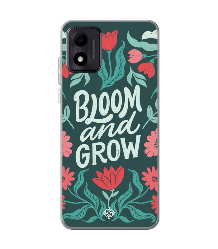 Funda para [ TCL 305i ] Dibujo Frases Guays [ Flores Bloom and Grow ] de Silicona Flexible para Smartphone