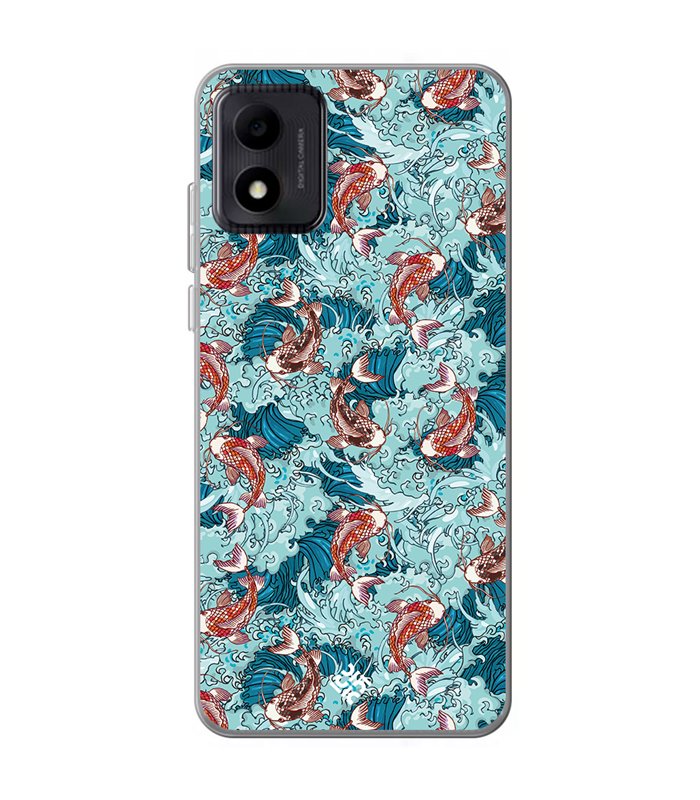 Funda para [ TCL 305i ] Dibujo Japones [ Peces Koi ] de Silicona Flexible para Smartphone