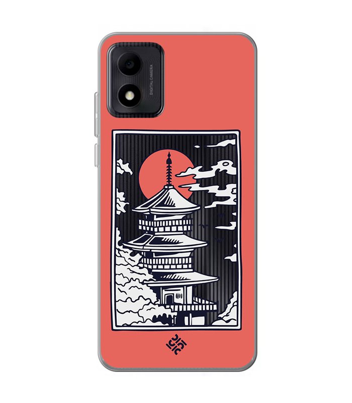 Funda para [ TCL 305i ] Dibujo Japones [ Pagoda con Fondo Transparente Japonesa ] de Silicona Flexible para Smartphone