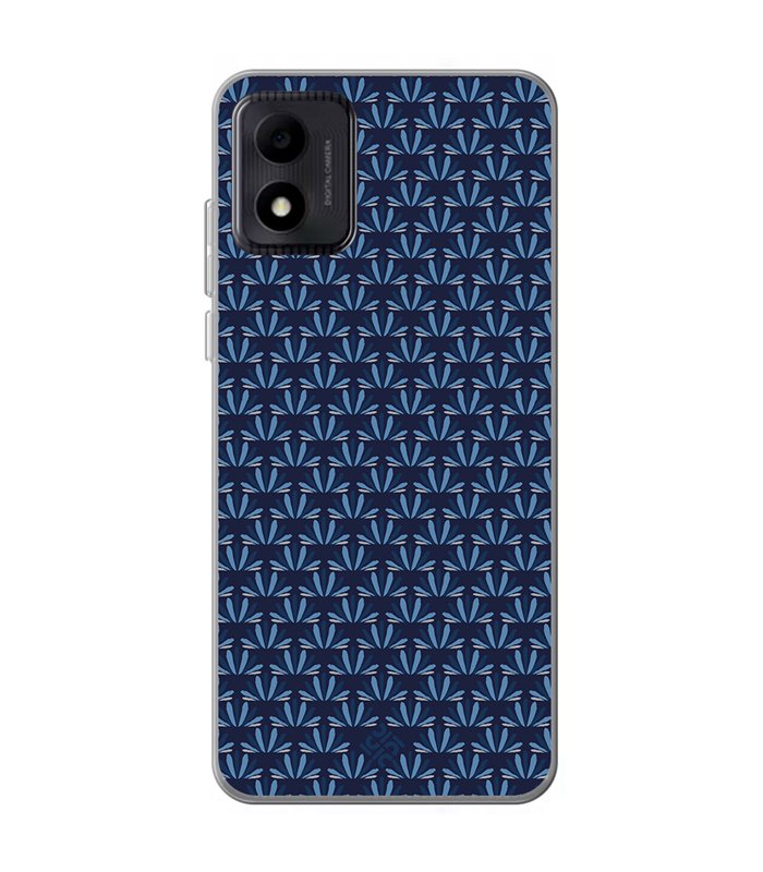 Funda para [ TCL 305i ] Dibujo Japones [ Patron Abstracto Loto Azul ] de Silicona Flexible para Smartphone