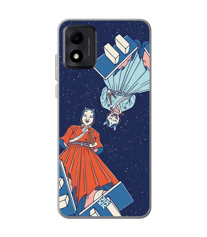 Funda para [ TCL 305i ] Dibujo Japones [ Los dioses Japoneses Desde Arriba ] de Silicona Flexible para Smartphone