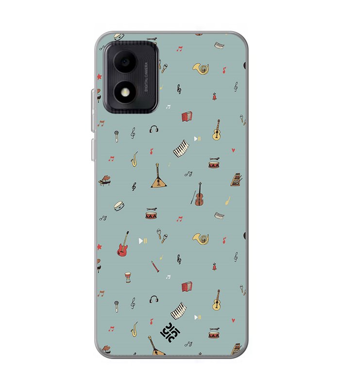 Funda para [ TCL 305i ] Diseño Música [ Collage Instrumentos Musicales ] de Silicona Flexible para Smartphone