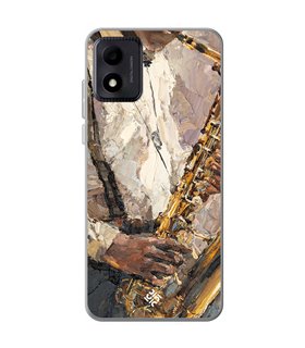 Funda para [ TCL 305i ] Diseño Música [ Pintura - Tocando el Saxofón ] de Silicona Flexible para Smartphone