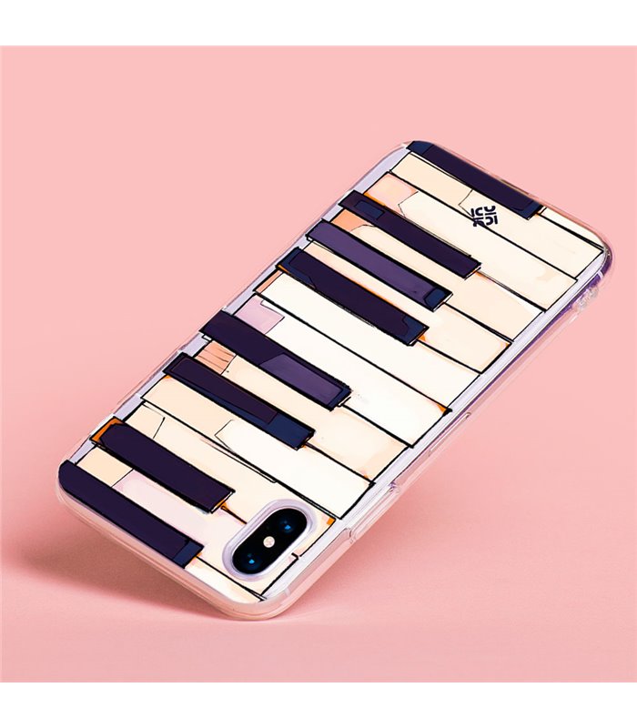 Funda para [ TCL 305i ] Diseño Música [ Teclas de Piano ] de Silicona Flexible para Smartphone