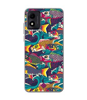 Funda para [ TCL 305i ] Dibujo Auténtico [ Serpentina de Carpas Koinobori, Mangas de Viento ] de Silicona Flexible