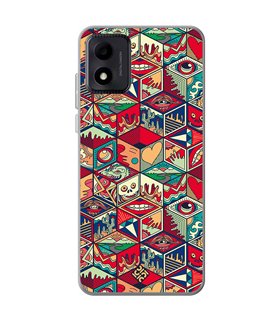 Funda para [ TCL 305i ] Dibujo Auténtico [ Diseño Doodle Arte con Elementos Ornamentales ] de Silicona Flexible