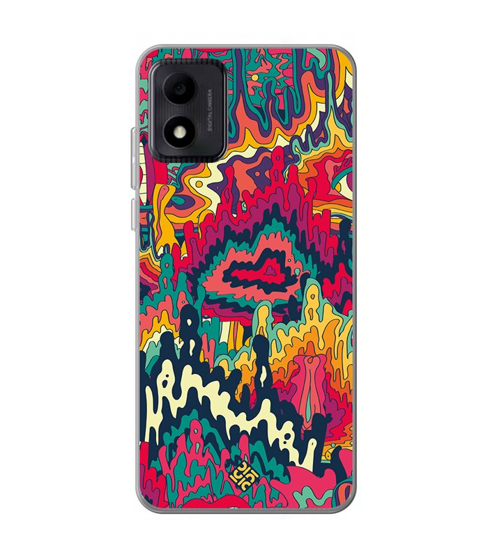 Funda para [ TCL 305i ] Dibujo Auténtico [ Patrón Psicodélico Abstracto Y Colorido ] de Silicona Flexible para Smartphone