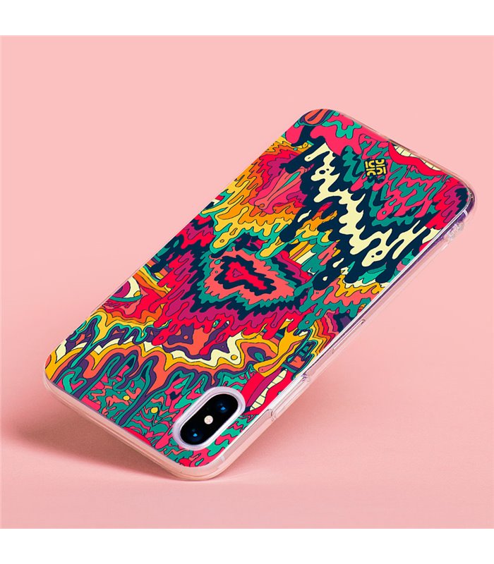 Funda para [ TCL 305i ] Dibujo Auténtico [ Patrón Psicodélico Abstracto Y Colorido ] de Silicona Flexible para Smartphone