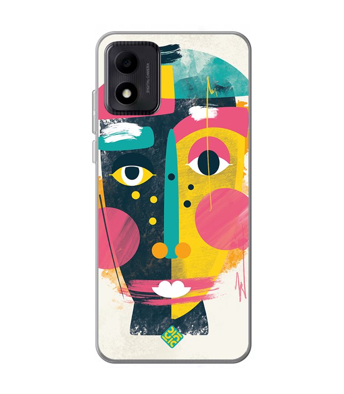 Funda para [ TCL 305i ] Dibujo Auténtico [ Ilustración de Arte de Pared Abstracción de Retrato Facial ] de Silicona Flexible