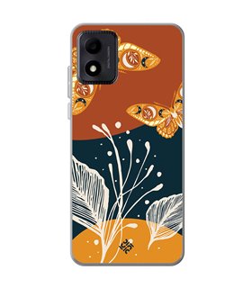 Funda para [ TCL 305i ] Dibujo Auténtico [ Arte Contemporáneo - Hojas y Mariposas ] de Silicona Flexible para Smartphone