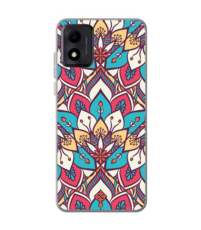 Funda para [ TCL 305i ] Dibujo Auténtico [ Mosaico Floral Mandala ] de Silicona Flexible para Smartphone