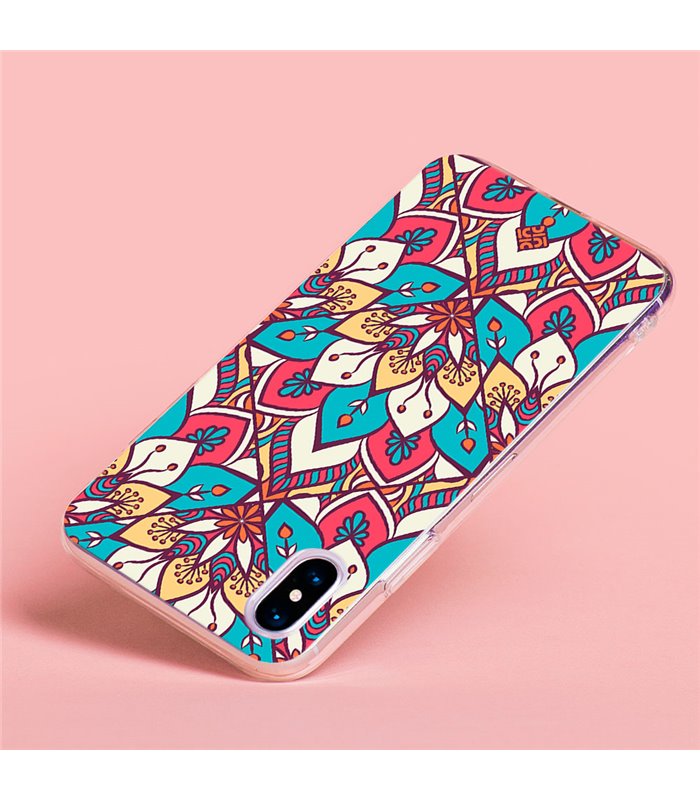 Funda para [ TCL 305i ] Dibujo Auténtico [ Mosaico Floral Mandala ] de Silicona Flexible para Smartphone