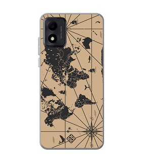 Funda para [ TCL 305i ] Dibujo Auténtico [ Mapa Mundi ] de Silicona Flexible para Smartphone