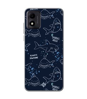 Funda para [ TCL 305i ] Dibujo Auténtico [ Sharks Area ] de Silicona Flexible para Smartphone