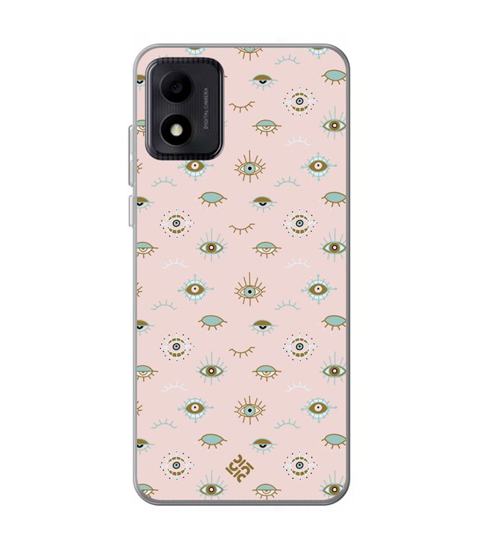 Funda para [ TCL 305i ] Dibujo Auténtico [ Ojo de Hamsa Colores Pastel ] de Silicona Flexible para Smartphone