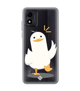 Funda para [ TCL 305i ] Dibujo Auténtico [ Pato Caminando ] de Silicona Flexible para Smartphone