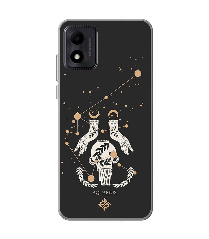 Funda para [ TCL 305i ] Dibujo Zodiaco [ Signo Zodiacal - Acuario ] de Silicona Flexible para Smartphone