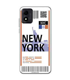 Funda para [ TCL 305i ] Billete de Avión [ New York ] de Silicona Flexible para Smartphone