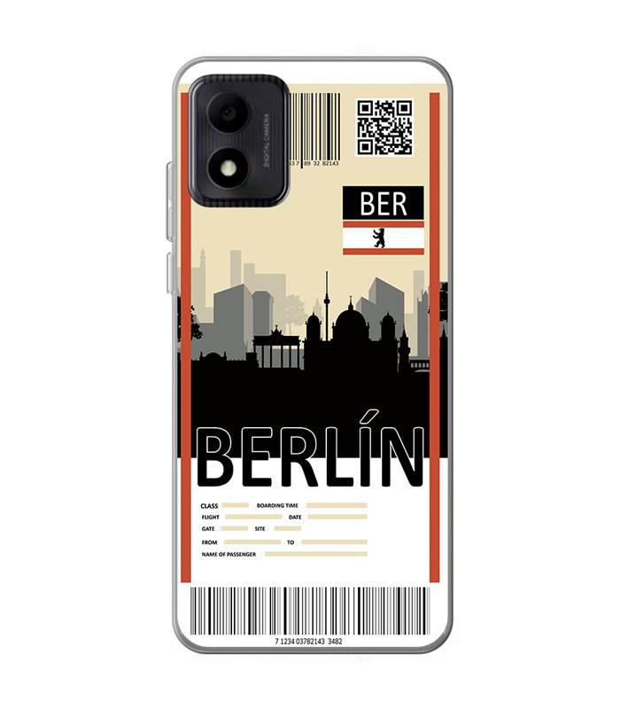 Funda para [ TCL 305i ] Billete de Avión [ Berlín ] de Silicona Flexible para Smartphone