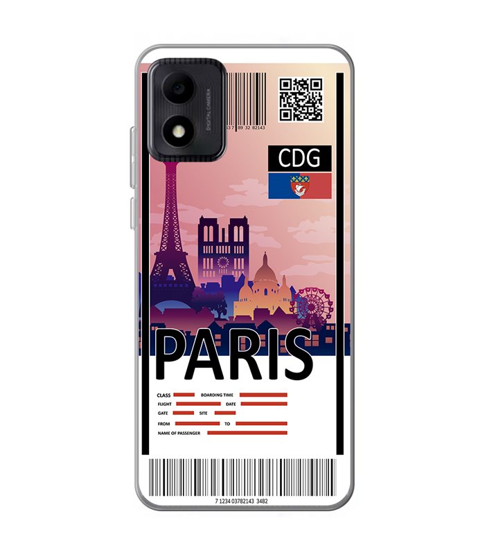 Funda para [ TCL 305i ] Billete de Avión [ París ] de Silicona Flexible para Smartphone