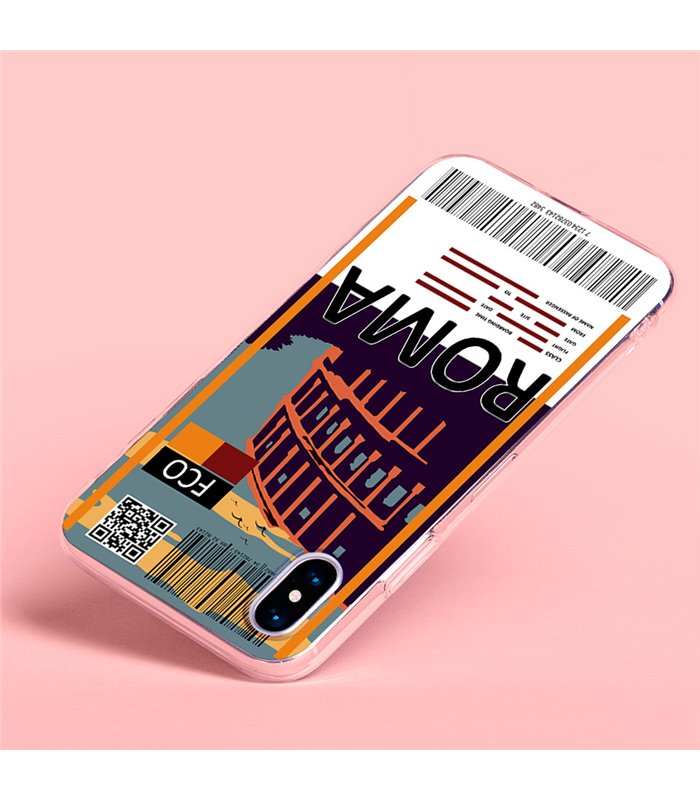 Funda para [ TCL 305i ] Billete de Avión [ Roma ] de Silicona Flexible para Smartphone